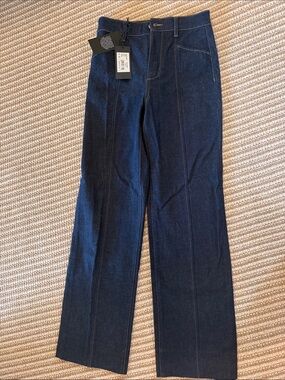 PAIGE Dark Indigo Wide Leg Jeans